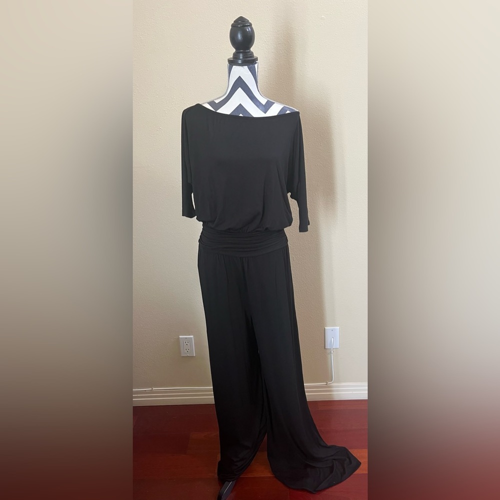 RACHEL PALLY OFF THE SHOULDER BLACK JUMPSUIT WITH SLEEVES AND WIDE LEG NWOT  M